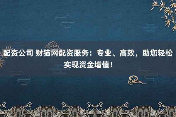 配资公司 财猫网配资服务：专业、高效，助您轻松实现资金增值！