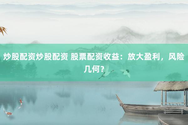 炒股配资炒股配资 股票配资收益：放大盈利，风险几何？