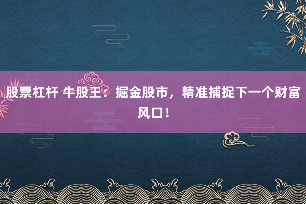 股票杠杆 牛股王：掘金股市，精准捕捉下一个财富风口！